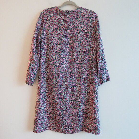 DRAWER JAPAN 100% Silk Ditsy Floral Pink Purple Shift Dress - Size 38 / Medium - Picture 10 of 16
